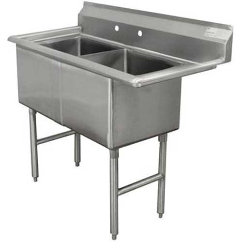 Stainless Steel Fabricated Economy Sink with 2 Compartment, No Drain Board.Overall Length 35 inch.
