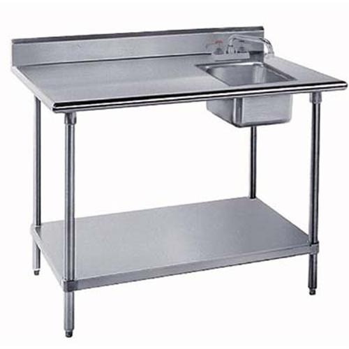 Stainless Steel Table With Right Side Sink. Size : 30 inch X 60 inch.