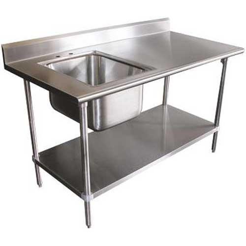 Stainless Steel Table With Left Side Sink. Size : 30 inch X 60 inch.