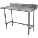 Premium Stainless Steel Work Table, 5 inch Back Splash With Galvanized Legs, Open Base. Size: 24 inch Width