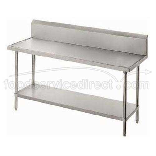 Spec-Line Stainless Steel Work Table, 10 inch Back Splash With Galvanized Legs and Undershelf, 24 x 30.
