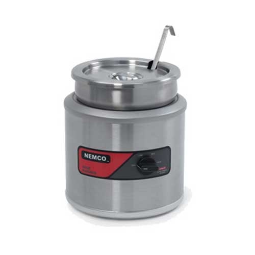Nemco Food Equipment Round Countertop Warmer, with inset cover and ladel, 120 Voltage.