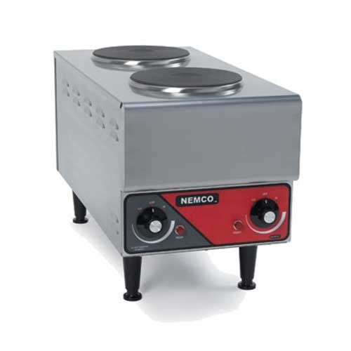 Nemco Food Equipment Cast Iron Alloy Raised Vertical Double Burner Hot Plate, 11.375 X 24.125 X 14.5 Inch