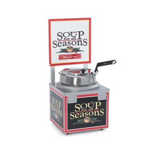 Nemco Food Equipment Single Well Single Thermostat with Header Soup Merchandiser, 13 x 12.375 x 22.625 inch.