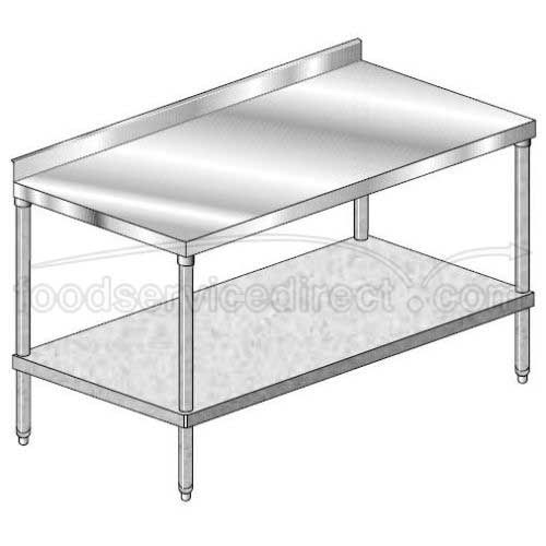 Aero 18 Gauge 304 Stainless Work Table With Adjustable Galvanized Undershelf And 2 1/4 Inch Backsplash, 30 X 72 X 35 Inch