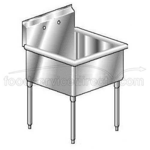 Aero 16 Gauge 430 Stainless One Compartment NSF Sink, 21.5 x 21 x 20 inch.