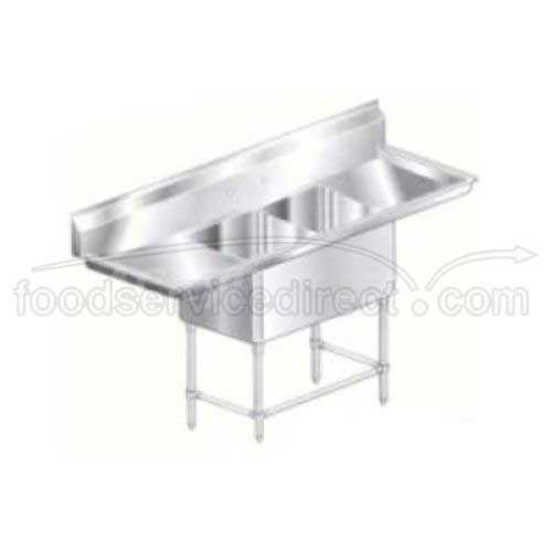 Aero 16 Gauge 430 Stainless Two Compartment NSF Sink, 27 x 56 x 24 inch.