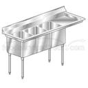 Aero 16 Gauge 430 Stainless Three Compartment NSF Sink, 21 x 70 x 24 inch.