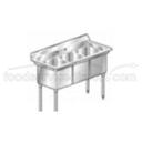 Aero 16 Gauge 430 Stainless Three Compartment NSF Sink, 27.5 x 53 x 24 inch.