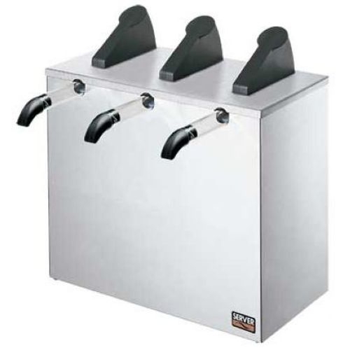 Server Triple Express Countertop Condiment Dispenser with Three Plastic Pump, 17.5 x 16.375 x 13.312 inch.