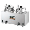 Server Stainless Steel Rethermalizer Fudge Server - 2 Hot Topping Warmer with Ladle, 1000 Watt.