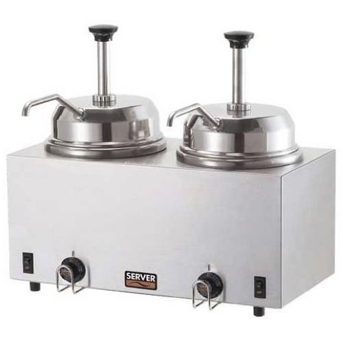 Server Twin Hot Topping Fudge Warmer Server with Pump, 120 Volt/1000 Watt.