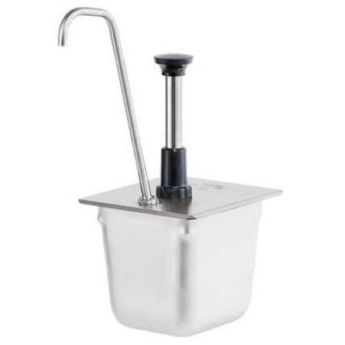 Server Stainless Steel Condiment Pump for 1/6 Size Tall Long Steam Table Pan, 6.437 x 7.062 x 6.437 inch.