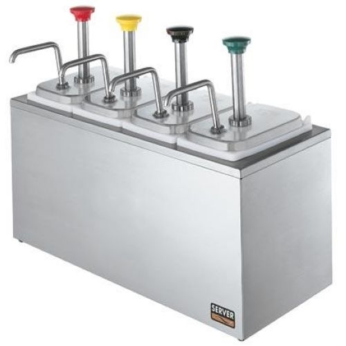 Server Insulated 4 Pump and Fountain Jar Stainless Steel Combo Serving Bar, 19.375 x 20.125 x 8.812 inch.