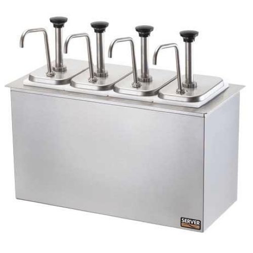 Server Insulated 4 Pump and Fountain Jar Stainless Steel Combo Drop-In Serving Bar, 6.437 x 20.125 x 8.812 inch.