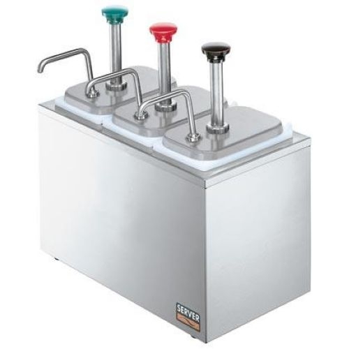 Server Insulated 3 Pump and Fountain Jar Stainless Steel Combo Drop-In Serving Bar, 6.437 x 15.5 x 8.812 inch.