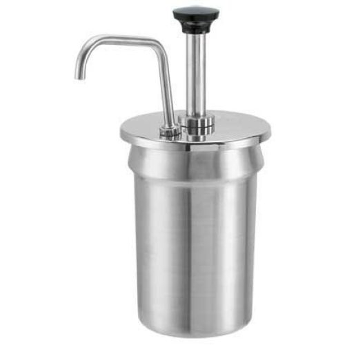 Server Stainless Steel Condiment Pump for 2 1/2 Quart Vegetable Inset, 3.625 x 5.625 x 5 inch.