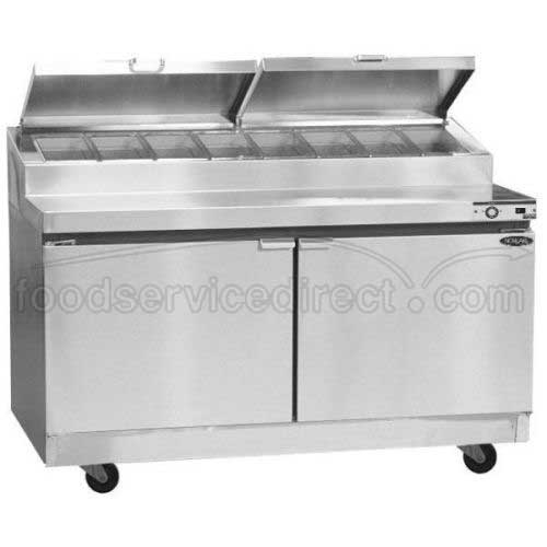 Norlake Standard Two Stainless Steel Door Refrigerated Food Preparation Table, 43 1/2 x 59 3/4 x 35 inch.