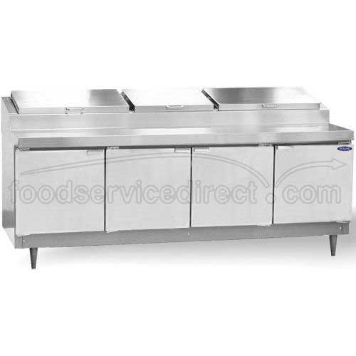 Norlake Standard Four Stainless Steel Door Refrigerated Food Preparation Table, 43 1/2 x 95 3/4 x 35 inch.