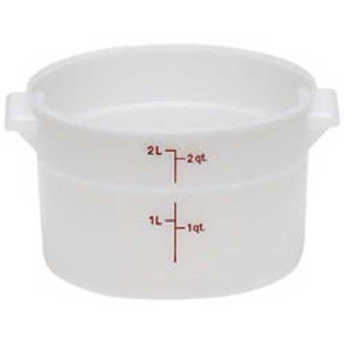 White Round Plastic Container, White, 2 Quart -- 12 per case