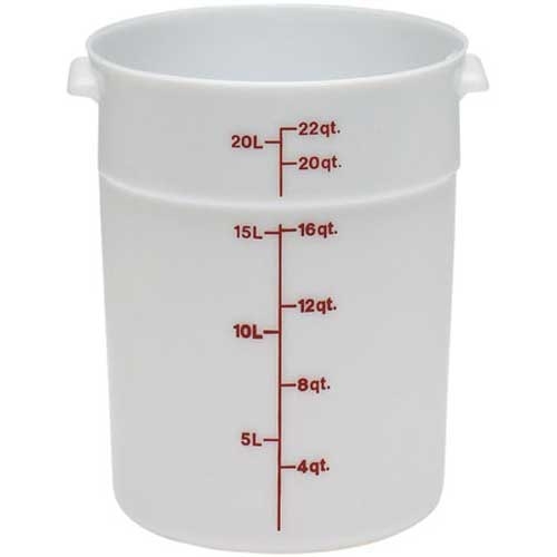 White Round Plastic Container, 22 Quart -- 6 per case