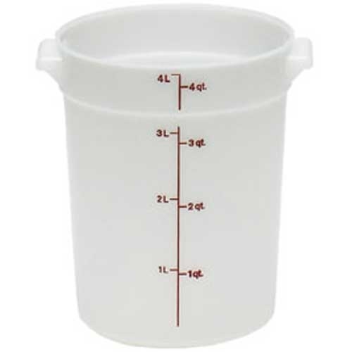 White Round Plastic Container, White, 4 Quart -- 12 per case