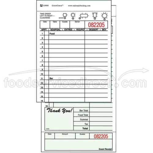 Ncco Carbon Backed Guest Check Board, 2 Part Green, 16 Line, 4.20 X 8.25 Inch -- 2500 Per Case