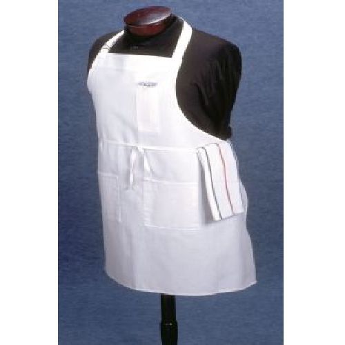 John Ritzenthaler Bib Apron, Chef White, 2 Pocket -- 12 Per Case