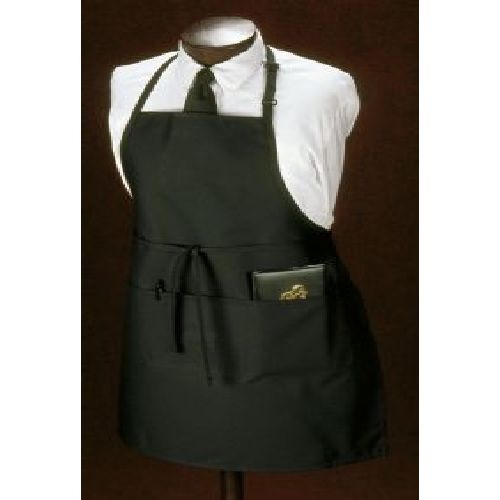 Bib Apron, Chef Black, Three Pocket -- 12 Count