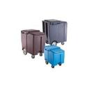 Dark Brown Cambro SlidingLid 175 lb Ice Caddies, 23 x 33 x 38 1/16 inch.