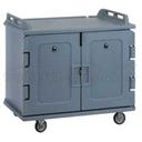 Slate Blue Cambro 2 Door 2 Compartment Low Profile Meal Delivery Cart, 48 1/2 x 32 1/2 x 44 inch.