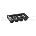 Vollrath Black Four Compartment Cutlery Box, 21 5/8 x 11 7/8 x 3 3/4 inch -- 12 per case.
