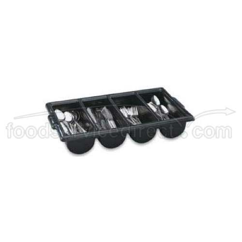 Vollrath Black Four Compartment Cutlery Box, 21 5/8 x 11 7/8 x 3 3/4 inch -- 12 per case.