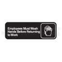 Traex White Imprint On Black Employees Must Wash Hands Before Returning to Work - Sign, 3 x 9 inch.