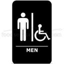 Traex White imprint on Black Braille Symbol Sign - Men Accessible, 6 x 9 inch.