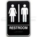 Traex White imprint on Black Braille Symbol Sign - Restroom, 6 x 9 inch.