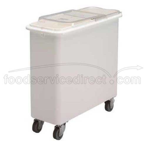 White Cambro Flat Top Sliding Lid Ingredient Bin, 27 Gallon.