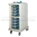 Granite Gray Cambro Gray Single Door 2 Compartment Tall Profile Meal Delivery Cart, 28 x 36 1/2 x 58 1/8 inch.