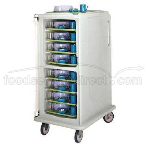 Granite Gray Cambro Gray Single Door 2 Compartment Tall Profile Meal Delivery Cart, 28 x 36 1/2 x 58 1/8 inch.