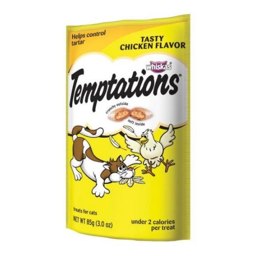 Whiskas Temptations Tasty Chicken Flavor Treat for Cat, 3 Ounce Peg -- 12 per case.