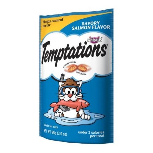 Whiskas Temptations Savory Salmon Flavor Treat for Cat, 3 Ounce Peg -- 12 per case.