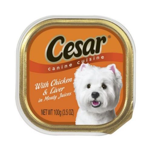 Cesar Canine Cuisine Chicken And Liver In Meaty Juice, 3.5 Ounce Tray -- 24 Per Case