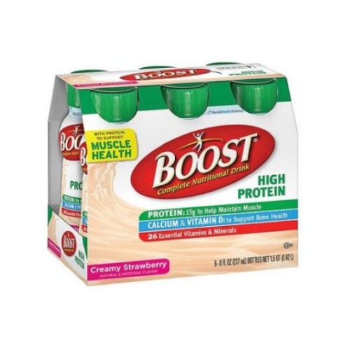 Boost Creamy Strawberry High Protein Drink, 8 Fluid Ounce - 6 per pack -- 4 packs per case.