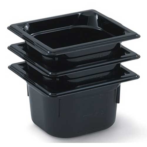 Vollrath Super Pan Black Low Temperature Plastic Sixth Size Pan -- 6 per case.
