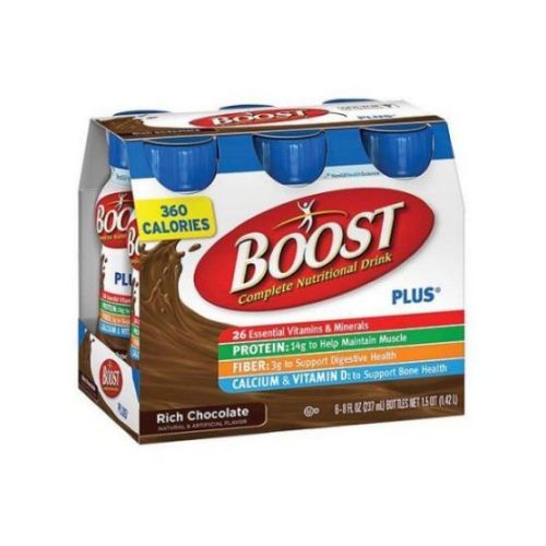 Boost Plus Rich Chocolate Complete Nutritional Drink, 8 Fluid Ounce, 6 Count -- 4 Per Case