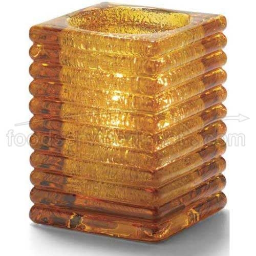 Hollowicks Block Amber Jewel Horizontal Rib Glass Lamp, 4 1/8 inch Height.