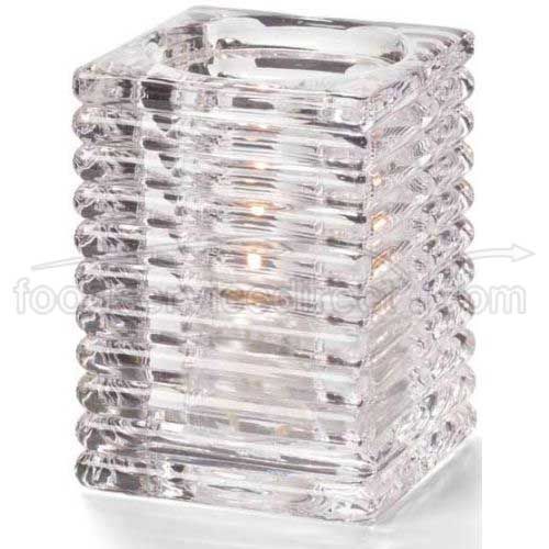 Hollowicks Block Clear Horizontal Rib Glass Lamp, 4 1/8 Inch Height