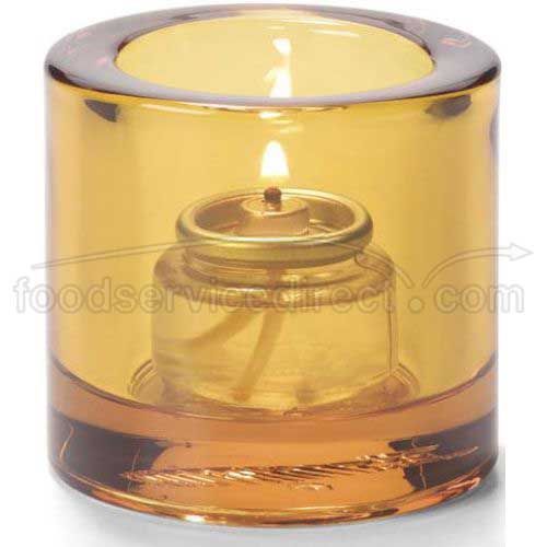 Hollowicks Amber Thick Tealight Glass Lamp, 2 7/8 Inch Height