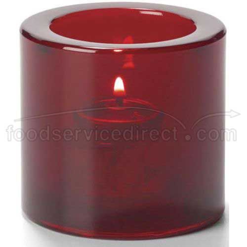 Hollowicks Ruby Thick Tealight Glass Lamp, 2 7/8 Inch Height