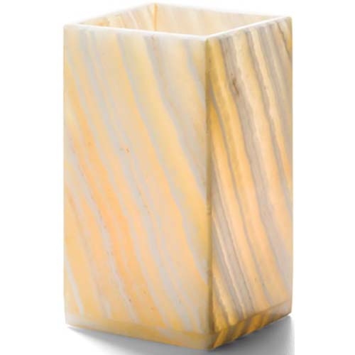 Hollowick Luxor Mid Size Alabaster Square Lamp, 5 inch Height x 2 3/4 inch Dia.